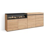 Buffet, bahut, meuble de rangement, 207x75x35 cm, chambre  coucher, pice, chemine lectrique, commode, ...
