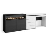 Buffet, bahut, meuble de rangement, 227x75x35 cm, chambre � coucher, pi�ce, chemin�e �lectrique, commode, ...