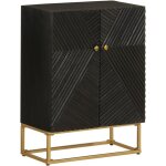 Buffet, bahut, meubles de rangement, commode noir 55x30x76 cm bois massif de manguier et fer wfe757129 ...