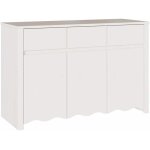Buffet?bahut?meuble de rangement drammen blanc 114 x 43 x 75. 5 cm bois de pin massif cfw54000