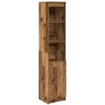 Buffet?bahut?meuble de rangement haut 37, 5x35x180 cm vieux bois bois d'ing�nierie cfw20149
