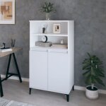 Design in - buffet, bahut, meuble de rangement haut blanc 60x36x110 cm bois d'ingnierie cfw685703