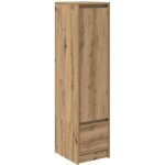 Buffet?bahut?meuble de rangement haut ch�ne artisanal 29, 5x34x119, 5 cm bois d'ing�nierie cfw17377