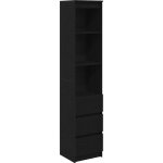 Buffet?bahut?meuble de rangement haut ch�ne noir 37, 5x35x180 cm bois d'ing�nierie cfw29641