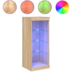 Buffet?bahut?meuble de rangement avec lumi�res led ch�ne sonoma 41x37x100 cm cfw99125