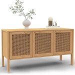 Idmarket - buffet bas 110 cm edhen 3 portes bois et cannage