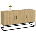 Buffet bas 113 cm detroit 3 portes bois et noir design industriel