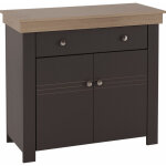 Buffet bas 2 portes 1 tiroir ch�ne et gris corniche l 88 h 81. 5 p 39. 7 cm