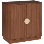 Buffet bas 2 portes meuble de rangement coloris noyer - longueur 80 x profondeur 40 x hauteur 85 cm