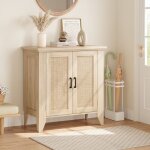 Buffet bas avec 2 portes en rotin, vaisseliers en bois avec dispositif anti - basculement, armoire de ...