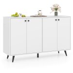 Buffet bas 4 portes, buffet salon scandinave avec �tag�res r�glables en 5 positions, meuble rangement ...