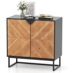 Costway - buffet bas, armoire commode avec 2 portes bois en placage de sapin, etagère, pieds en métal, ... Costway - buffet bas, armoire commode avec 2 portes bois en placage de sapin, etagère, pieds en métal, ...