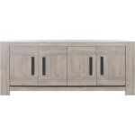 Buffet bas - boston - chene gris clair - 4 portes - 2 tageres - gami