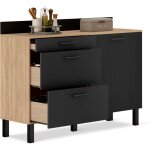 Idmarket - buffet bas casserolier de cuisine 120 cm cina plan de travail h. 83 cm 1 porte + 3 tiroirs ... Idmarket - buffet bas casserolier de cuisine 120 cm cina plan de travail h. 83 cm 1 porte + 3 tiroirs ...