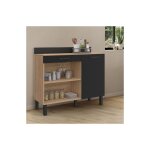 Idmarket - buffet bas de cuisine 100 cm cina plan de travail h. 83 cm 1 porte + 1 tiroir faon htre ...