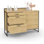 Buffet bas de cuisine 120 cm casserolier detroit plan de travail h. 83 cm 1 porte + 3 tiroirs design ...