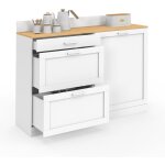 Buffet bas de cuisine 120 cm casserolier vito plan de travail h. 83 cm 1 porte + 3 tiroirs blanc et plateau ...
