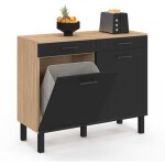 Buffet bas de cuisine avec espace poubelle 100 cm cina plan de travail h. 83 cm 2 portes + tiroirs fa�on ...