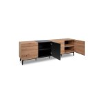 Sans marque - buffet bas / meuble tv nola - décor chene et noir - 4 portes - l 200 x p 42 x h 65 cm Sans marque - buffet bas / meuble tv nola - décor chene et noir - 4 portes - l 200 x p 42 x h 65 cm