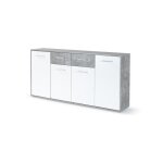 Sans marque - buffet bas pilvi - 4 portes et 2 tiroirs - blanc et bton clair - l 162, 3 x p 34, 2 x ...
