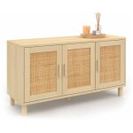 Buffet bas vintage 113 cm elin 3 portes effet naturel cannage