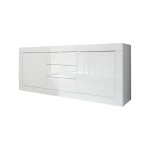 Sans marque - buffet basico 2 portes 3 tiroirs blanc laqu brillant - l210xp42xh85, 8 cm