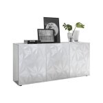 Sans marque - buffet - blanc laqu� brillant - 3 portes - parigi - l 181 x p 42 x h 84 cm
