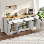 Buffet blanc moderne, armoire multifonctionnelle en bois, armoire de salon - salle � manger, mdf, blanc, ...