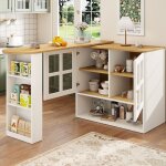 Buffet blanc, avec table rotative à 360°, 2 portes, meuble de cuisine, rangement ouvert, mdf, 138×39×102, ... Buffet blanc, avec table rotative à 360°, 2 portes, meuble de cuisine, rangement ouvert, mdf, 138×39×102, ...