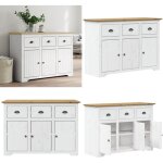 Buffet bodo blanc et marron 115, 5x44x80 cm bois massif de pin - buffet - meuble de rangement - mobilier ... Buffet bodo blanc et marron 115, 5x44x80 cm bois massif de pin - buffet - meuble de rangement - mobilier ...