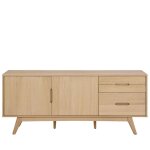 Buffet en bois blanchi 2 portes 4 tiroirs l180 - martine
