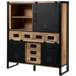 Massivmoebel24. de - buffet en bois de manguier 140x45x160 laqu naturel clair / mtal noir blackburn ...