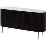 Buffet en bois de manguier 145x40x76 noir laqu / marbre blanc barcelona 103