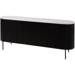 Buffet en bois de manguier 180x40x76 noir laqu� / marbre blanc barcelona 101