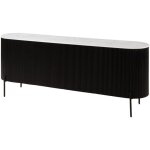 Buffet en bois de manguier 200x40x76 noir laqu / marbre blanc barcelona 102