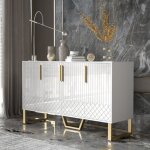 Hauss spole - buffet brillant 140x40x80cm, 4 portes, meuble de rangement, cuisine / salon / chambre / ... Hauss spole - buffet brillant 140x40x80cm, 4 portes, meuble de rangement, cuisine / salon / chambre / ...