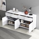 Buffet brillant 1604068 cm, commodes, buffet haut, commode avec 4 tiroirs, 2 portes et tagres rglables ...
