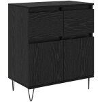 Buffet ch�ne noir 60 x 35 x 70 cm bois d'ing�nierie et fer vidaxl
