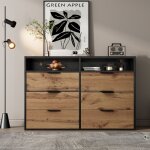 Hauss spole - buffet, commode, 6 tiroirs + 2 rangements ouverts, poignées métal 120x40x80 cm, naturel ... Hauss spole - buffet, commode, 6 tiroirs + 2 rangements ouverts, poignées métal 120x40x80 cm, naturel ...