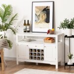 Buffet de cuisine 1 tiroir et 2 armoires 117 x 40, 5 x 82, 5 cm (l x l x h) meuble rangement pour salle ...