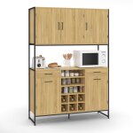 Buffet de cuisine 120 cm detroit 5 portes + tiroirs + range - bouteilles design industriel Buffet de cuisine 120 cm detroit 5 portes + tiroirs + range - bouteilles design industriel