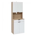 Buffet de cuisine avec 2 placards et 1 tiroir, coloris ch�ne / blanc - longueur 60 x profondeur 40 x ...