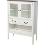 Buffet de cuisine � 2 portes en verre avec 2 tiroirs et �tag�re r�glable 90 x 40 x 126, 5 cm en bois ...