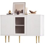 Buffet de cuisine, buffet, avec 3 portes, avec pieds en mtal et portes en verre, armoire d'appoint pour ...
