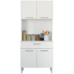 Buffet de cuisine 4 portes 1 tiroir blanc 3 niches l 80 h 180 p 36. 3 cm