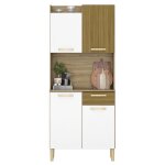 Buffet de cuisine 4 portes 1 tiroir chne et blanc l 73. 6 h 175. 7 p 36. 3 cm