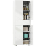 Buffet de cuisine 4 portes blanc laqu� avec �tag�res ajustables - meuble de rangement 60 cm de large
