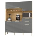 Beaux meubles pas chers - buffet de cuisine 6 portes 2 tiroirs chne et gris l 160. 7 h 196 p 38. 8 cm ...