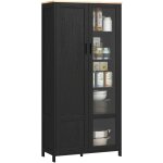 Buffet de cuisine armoire de cuisine meuble vitrine avec �tag�res r�glables et 9 compartiments 76 x 36 ...
