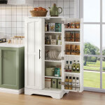 Buffet de cuisine avec capteur led, meuble de rangement � 2 portes, �tag�res r�glables, meuble haut pour ...